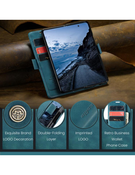 Cover Galaxy Z Fold7 Pelle Marrone Blu | Melacompro