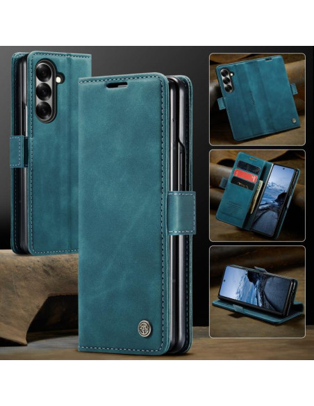 Cover Galaxy Z Fold7 Pelle Marrone Blu | Melacompro