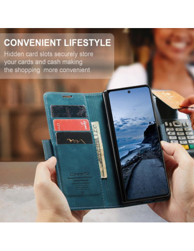 Cover Galaxy Z Fold7 Pelle Marrone Blu | Melacompro