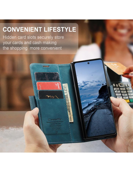 Cover Galaxy Z Fold7 Pelle Marrone Blu | Melacompro