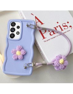 Cover Galaxy A33 5G TPU Floreale Rosa con Cordino Light Viola