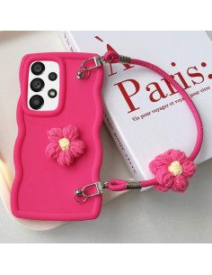 Cover Galaxy A33 5G TPU Floreale Rosa con Cordino Rose
