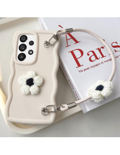 Cover Galaxy A33 5G TPU Floreale Rosa con Cordino Bianco