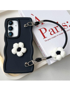 Cover Galaxy A35 5G TPU Floreale con Laccio Nero