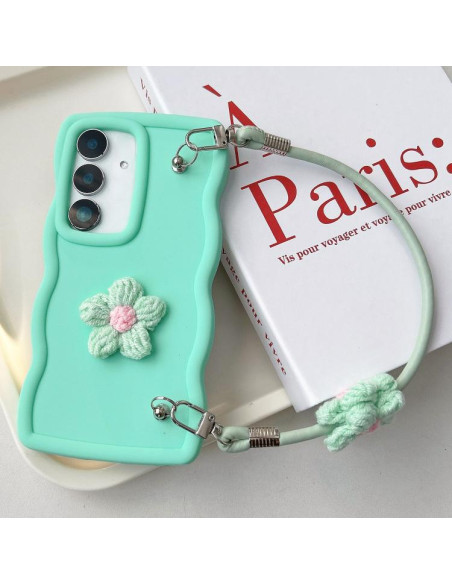 Cover Galaxy A55 5G TPU Rosa Floreale Verde | Melacompro