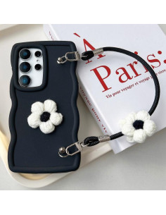 Cover Galaxy S25 Ultra 5G TPU Floreale Rosa Nero