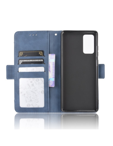 Cover Galaxy S20 FE Portafoglio Pelle Blu | Melacompro