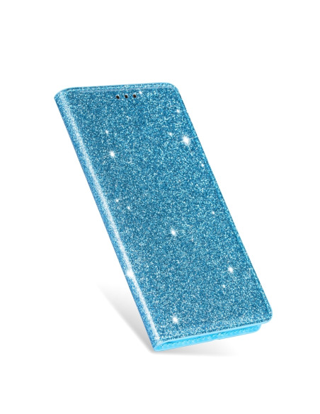 Cover Galaxy A20e Pelle PU Glitterata Sky Blu | Melacompro