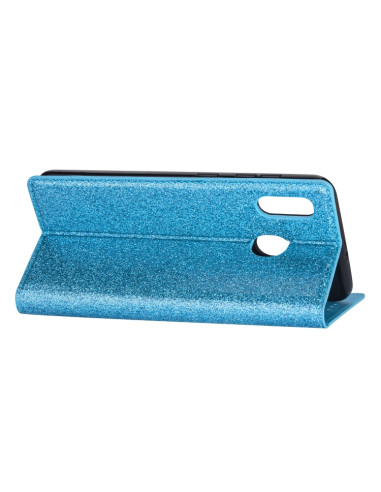 Cover Galaxy A20e Pelle PU Glitterata Sky Blu | Melacompro