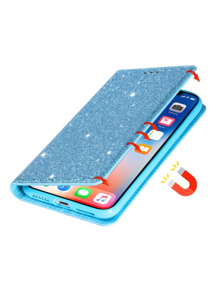 Cover Galaxy A40 Pelle Glitterato Sky Blu | Melacompro