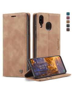 Cover Galaxy A40 Pelle Portafoglio con Supporto Marrone
