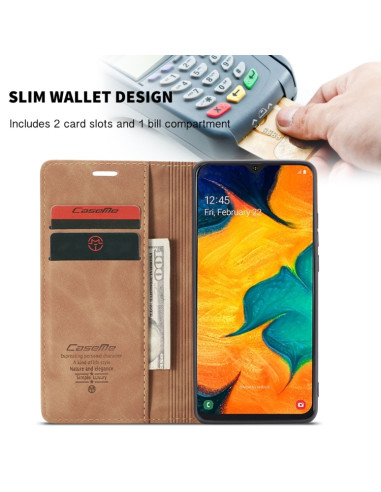 Cover Galaxy A40 Pelle Nero Portafoglio Marrone | Melacompro