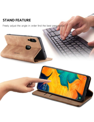 Cover Galaxy A40 Pelle Nero Portafoglio Marrone | Melacompro