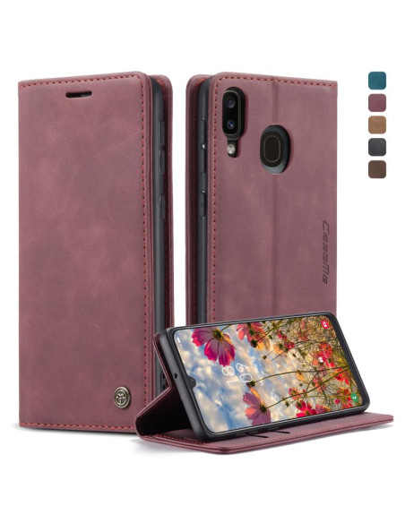 Cover Galaxy A40 Pelle Nero Portafoglio Wine Rosso | Melacompro