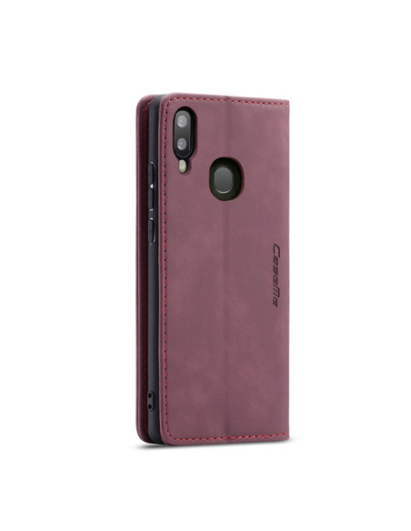 Cover Galaxy A40 Pelle Nero Portafoglio Wine Rosso | Melacompro