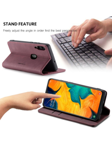 Cover Galaxy A40 Pelle Nero Portafoglio Wine Rosso | Melacompro