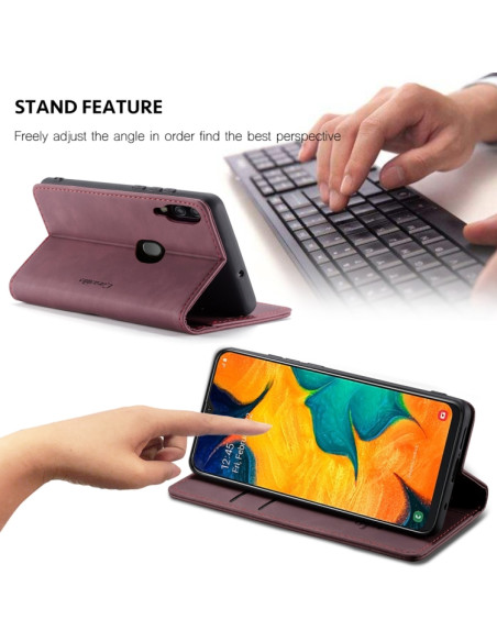 Cover Galaxy A40 Pelle Nero Portafoglio Wine Rosso | Melacompro