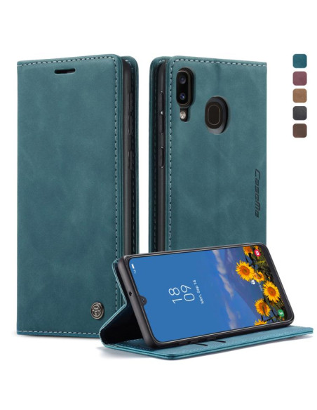 Cover Galaxy A40 Pelle Nero Portafoglio Blu | Melacompro