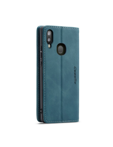 Cover Galaxy A40 Pelle Nero Portafoglio Blu | Melacompro
