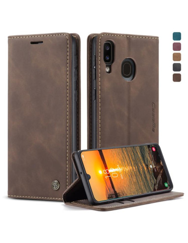 Cover Galaxy A40 Pelle Nero Portafoglio Coffee | Melacompro