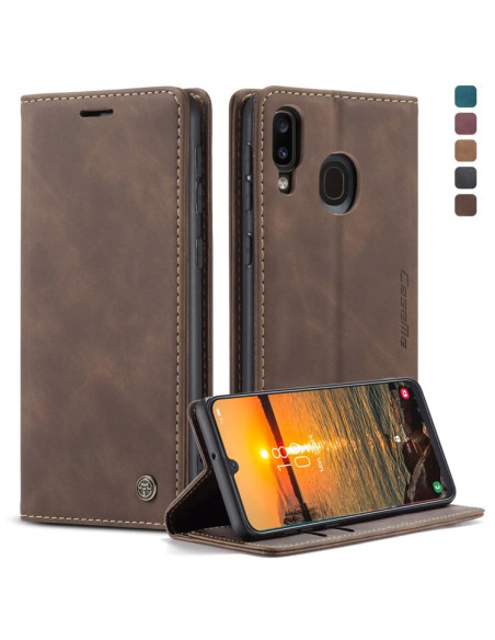Cover Galaxy A40 Pelle Nero Portafoglio Coffee | Melacompro