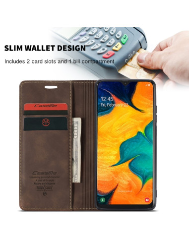 Cover Galaxy A40 Pelle Nero Portafoglio Coffee | Melacompro