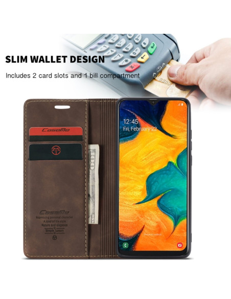 Cover Galaxy A40 Pelle Nero Portafoglio Coffee | Melacompro