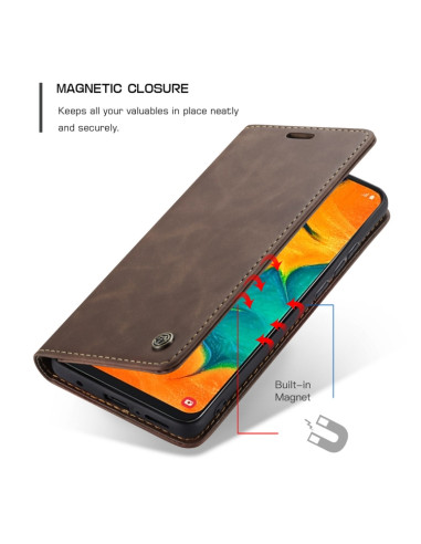 Cover Galaxy A40 Pelle Nero Portafoglio Coffee | Melacompro