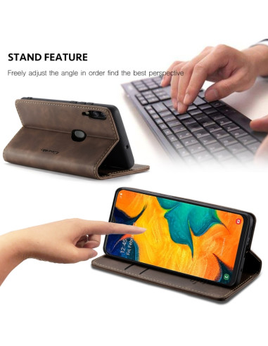 Cover Galaxy A40 Pelle Nero Portafoglio Coffee | Melacompro