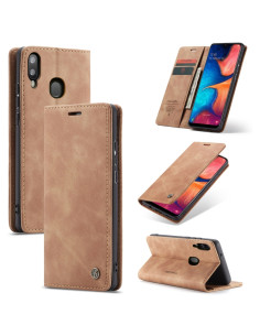 Cover Galaxy A20e Pelle Crazy Horse con Portafoglio Marrone