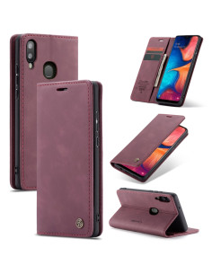 Cover Galaxy A20e Pelle Crazy Horse con Portafoglio Wine Rosso
