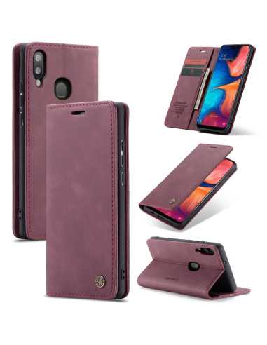 Cover Galaxy A20e Pelle Crazy Horse Wine Rosso | Melacompro