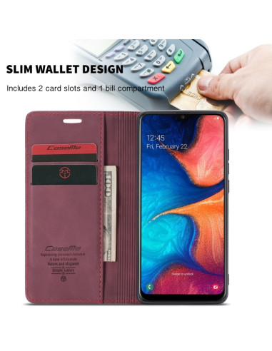 Cover Galaxy A20e Pelle Crazy Horse Wine Rosso | Melacompro