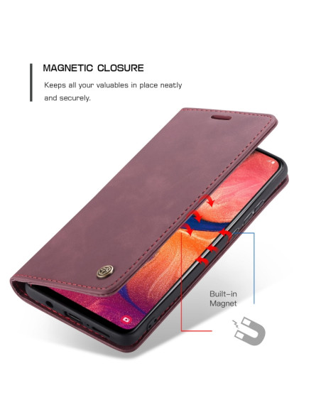 Cover Galaxy A20e Pelle Crazy Horse Wine Rosso | Melacompro