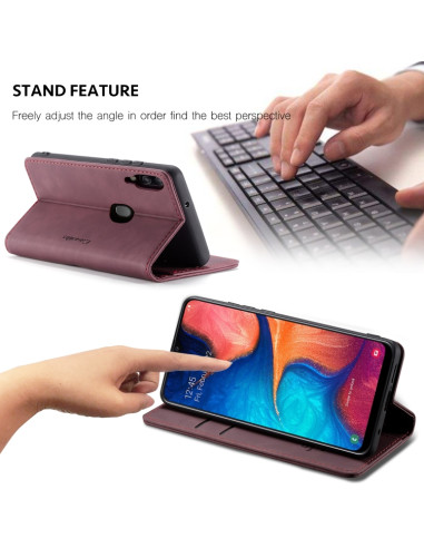 Cover Galaxy A20e Pelle Crazy Horse Wine Rosso | Melacompro