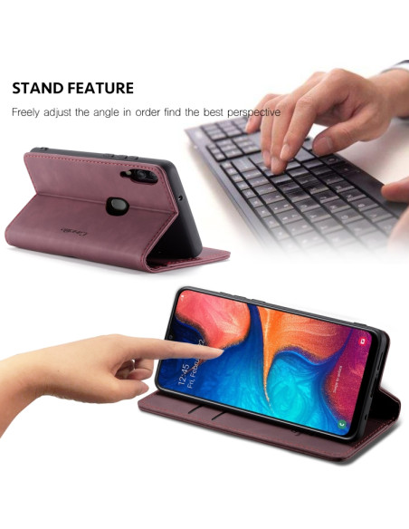 Cover Galaxy A20e Pelle Crazy Horse Wine Rosso | Melacompro