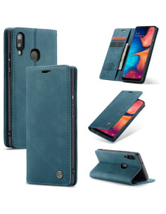 Cover Galaxy A20e Pelle Crazy Horse con Portafoglio Blu