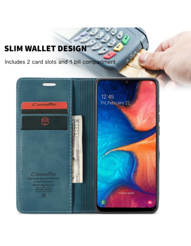 Cover Galaxy A20e Pelle Crazy Horse Blu | Melacompro