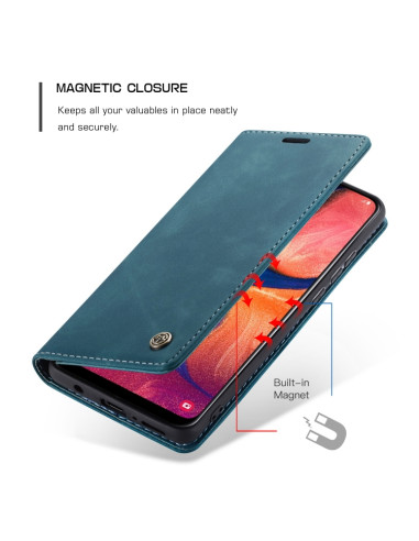 Cover Galaxy A20e Pelle Crazy Horse Blu | Melacompro