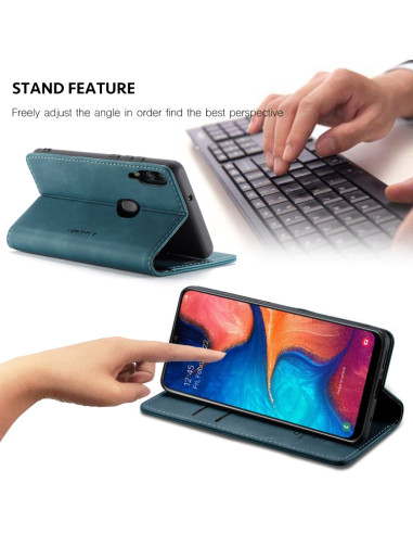 Cover Galaxy A20e Pelle Crazy Horse Blu | Melacompro