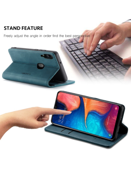 Cover Galaxy A20e Pelle Crazy Horse Blu | Melacompro