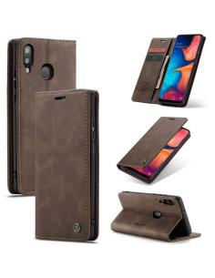 Cover Galaxy A20e Pelle Crazy Horse con Portafoglio Coffee