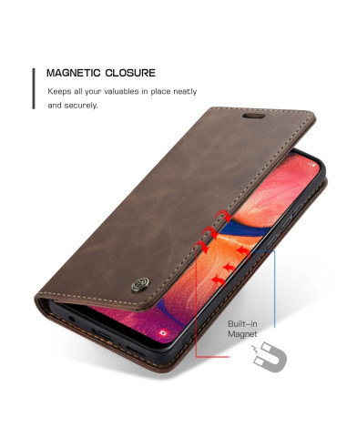 Cover Galaxy A20e Pelle Crazy Horse Coffee | Melacompro