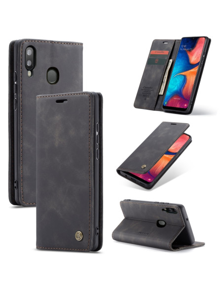 Cover Galaxy A20e Pelle Crazy Horse Nero | Melacompro