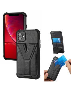 Cover iPhone 11 PU TPU PC Antiurto Marrone Nero