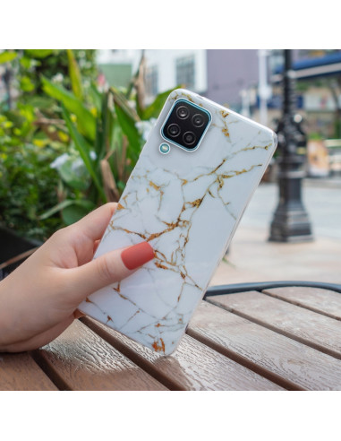 Cover Galaxy A12 5G Marmo Nero TPU Bianco | Melacompro