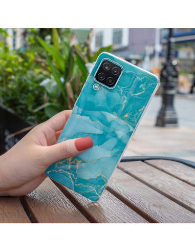 Cover Galaxy A12 5G Marmo Nero TPU Verde | Melacompro
