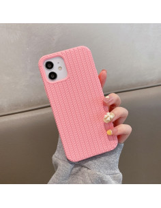 Cover iPhone 11 Silicone Blu Mare Texture Rosa
