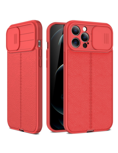 Cover iPhone 11 TPU Nero Trama Litchi Rosso | Melacompro