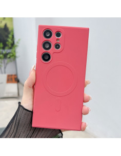 Cover Galaxy S23 Ultra Silicone Liquido Nero Rosso